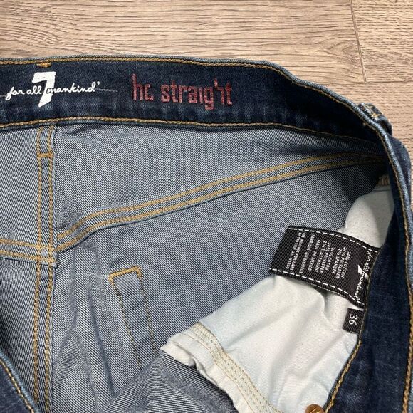 7 For All Mankind Jeans Mens 36x27 Blue The Straight Dark Wash Denim - Picture 4 of 11